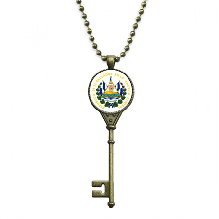 san salvador el salvador national emblem key necklace pendant tray embellished chain