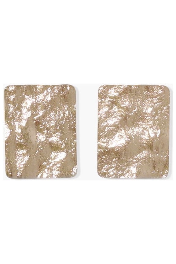 Hammered Rectangle Statement Stud Earrings Gold