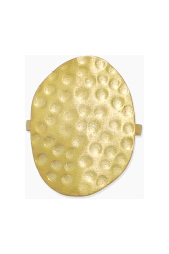 Statement Hammered Abstract Oval Ring Gold