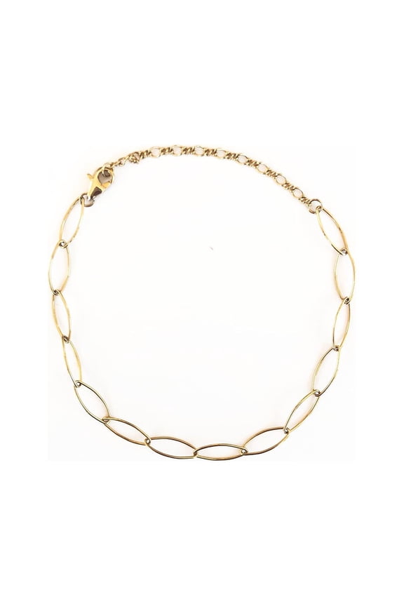 Thin Oval Chain Link Bracelet Gold