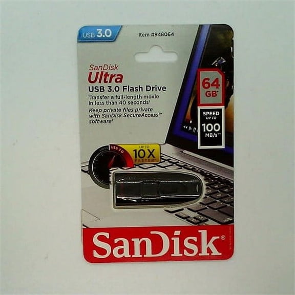sandisk ultra cz48 64gb usb 3.0 flash drive transfer speeds up to 100mb/s (sdcz48-064g-uam46)
