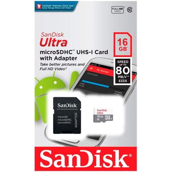 sandisk ultra micro sdhc, 16gb card