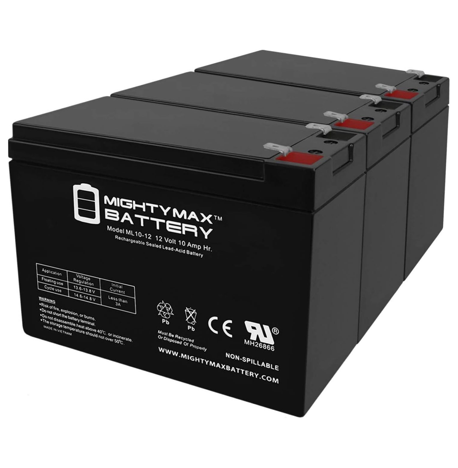 saney 12V 10AH Battery Replaces Neuton CE6 Cordless Electric Mower - 3 Pack