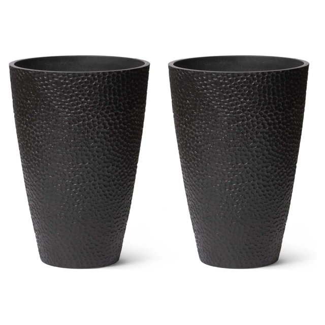 saney 20inch Tall Black Planters Set of 2,Large Tree Planters for