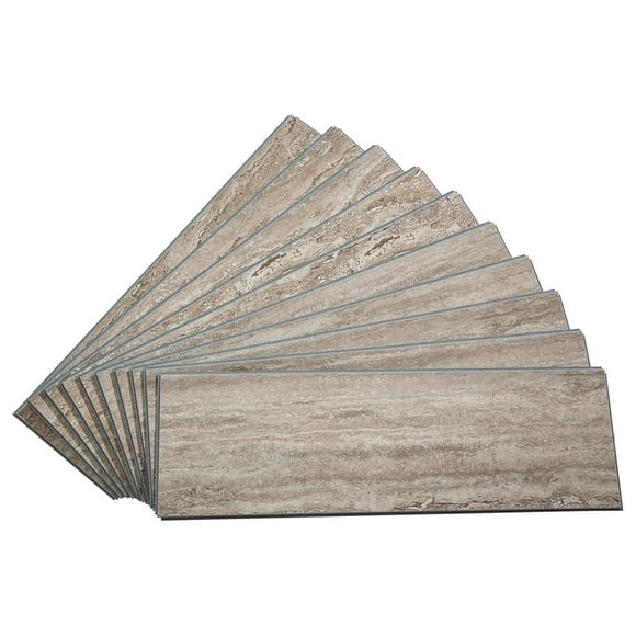 saney 22.8" x 7.31" Interlocking Vinyl Waterproof Backsplash Tiles in Grecian Earth - Grout-, Easy Install & UV Resistant, Ideal for Kitchen & Bathroom (10 Pack)