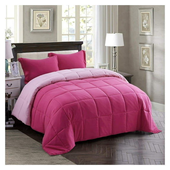 saney 3pc Size Comforter Set - All Season Reversible Down Alternative Comforter with Two Shams - Quilted Duvet Insert with Corner Tabs - Box Stitched - Super Soft, Fluffy