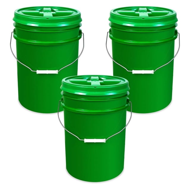 saney, 5 Gallon Bucket with Gamma Seal Screw on Airtight Lid, Set of 3