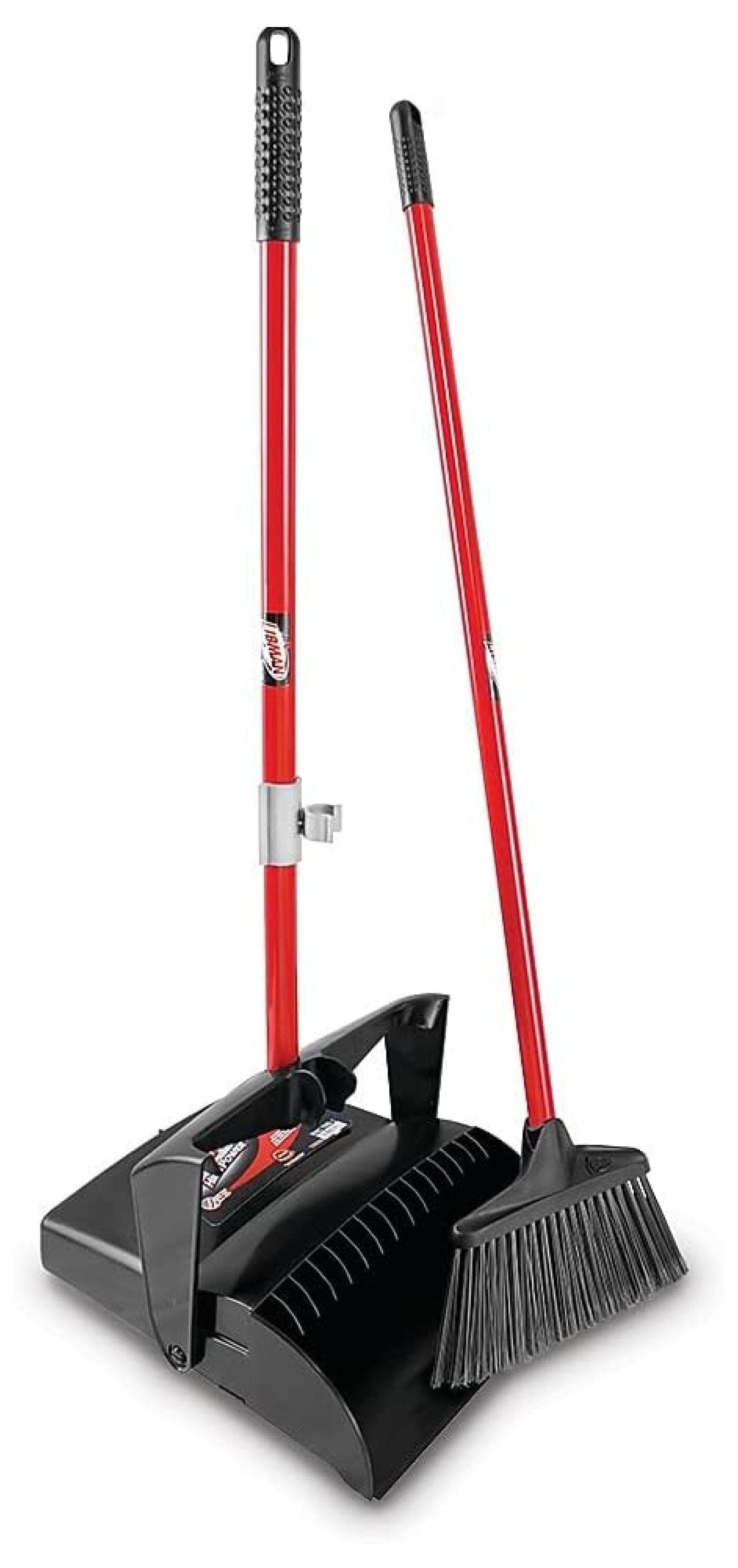 Professional Red and Black Steel Lobby Broom with Dustpan