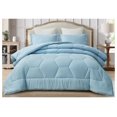 thumbnail image 1 of saney Chambray Blue Comforter Set Oversized King Size 3-Piece Fluffy Soft Lightweight Bedding Honeycomb Geometric Stone-Washed Microfiber Comforter Set for All Season, 1 of 8