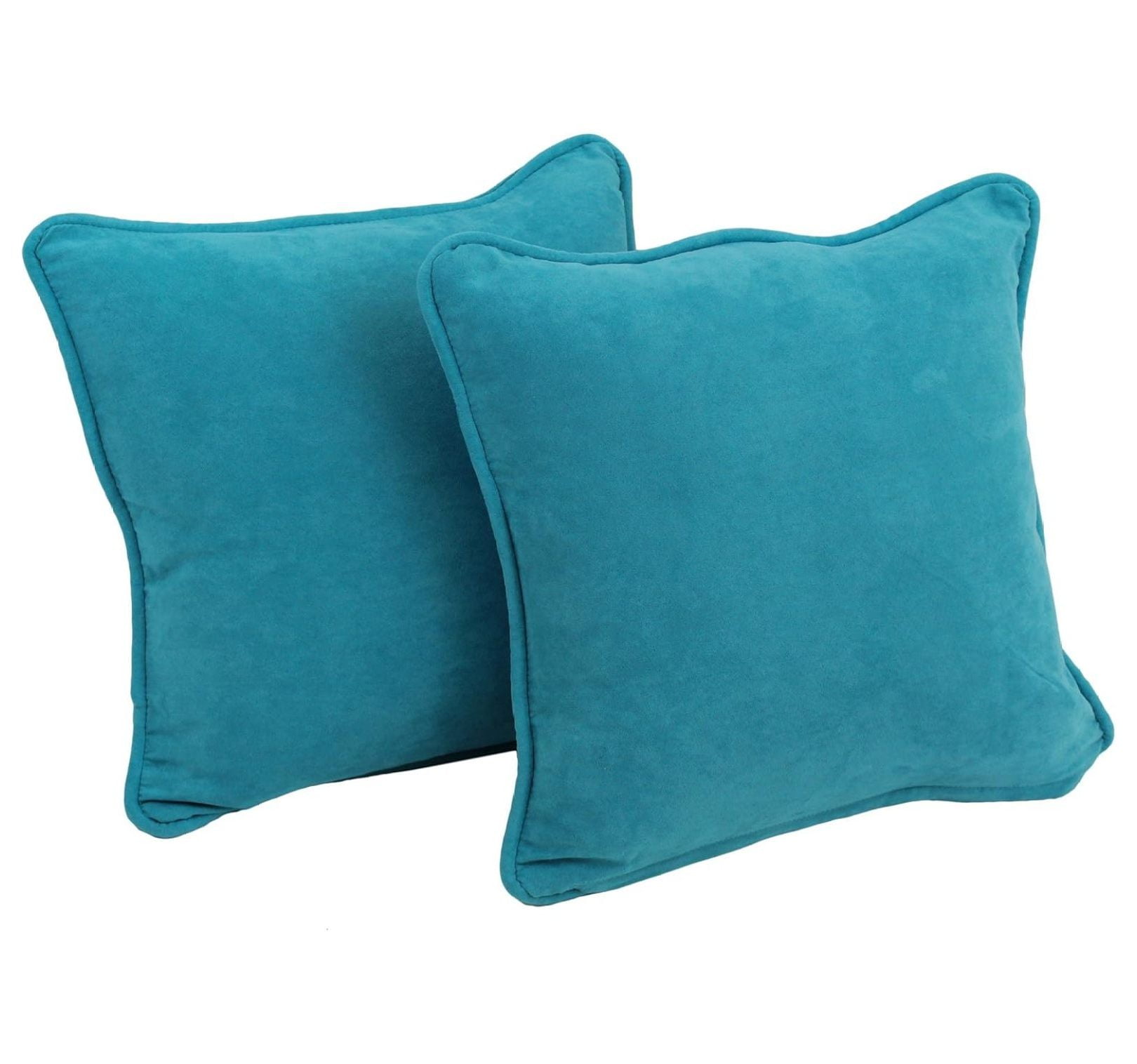 Aqua Blue Microsuede Square Throw Pillows Set of 2