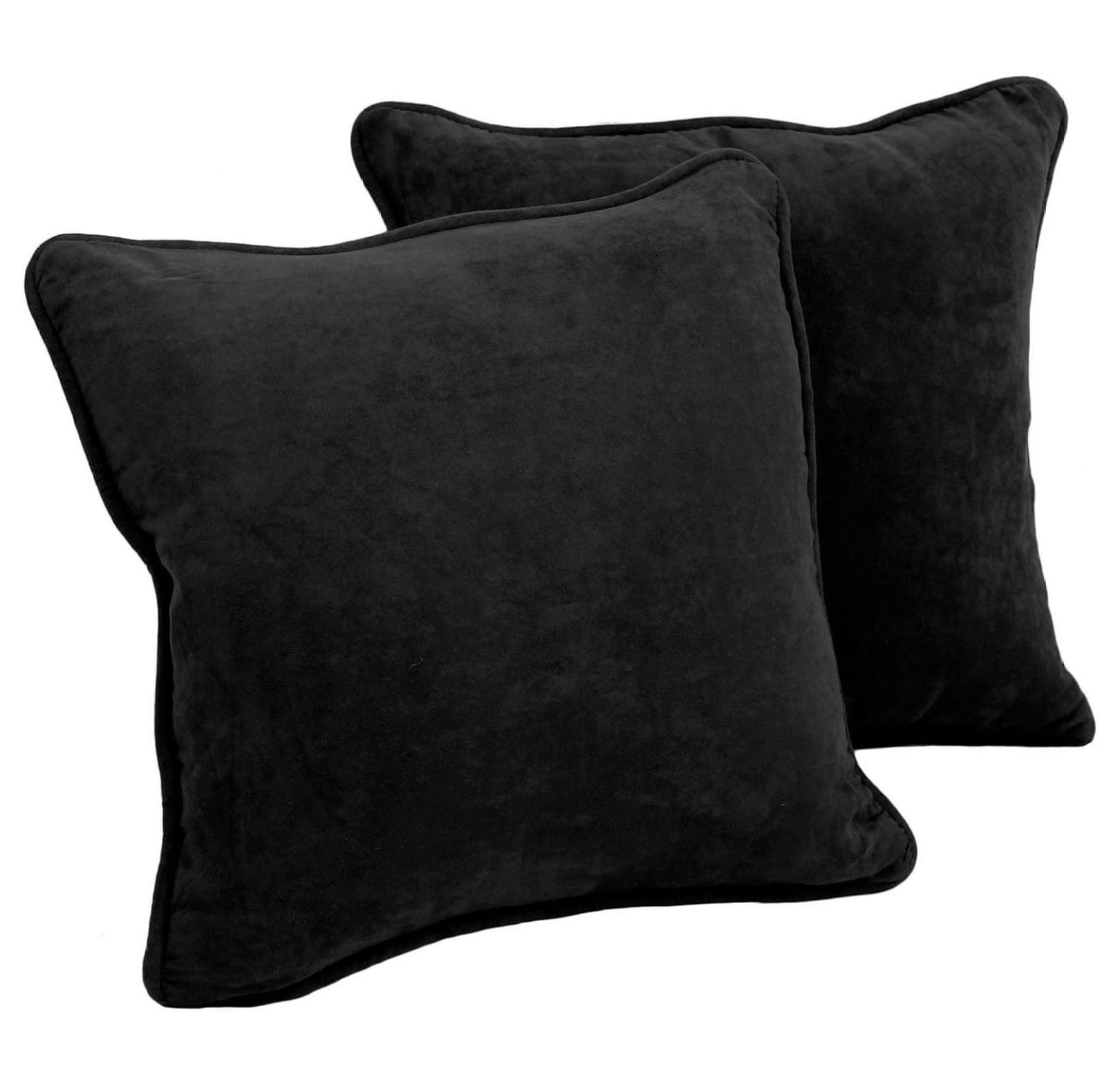 Black Double-Corded Microsuede Square Throw Pillows, Set of 2