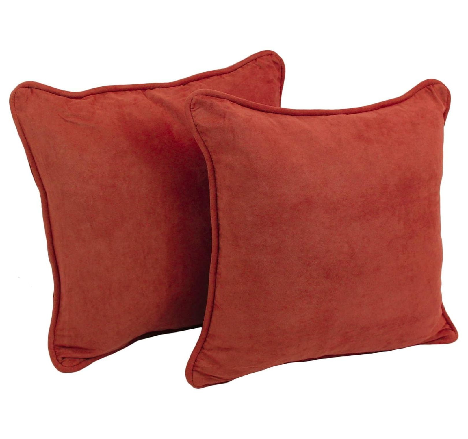 Corded Microsuede Throw Pillow, 18", Cardinal Red 2 Count