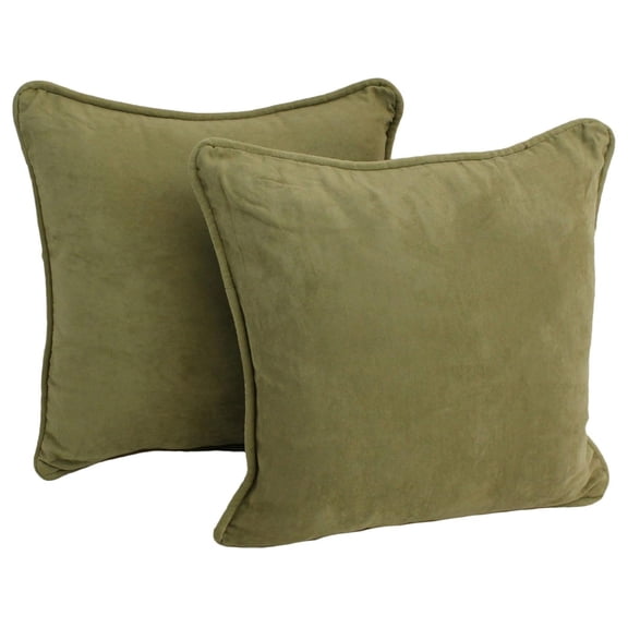 saney Corded Microsuede Throw Pillow, 18", Sage Green 2 Count