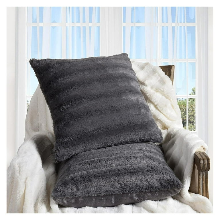 saney Faux Fur Throw Pillows for Couch with Inserts Included