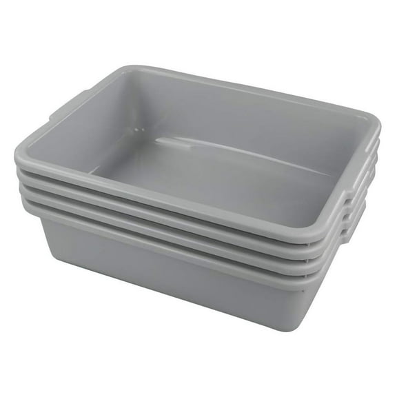 saney Plastic Dish Tubs, Bus Box/Wash Basin Tote Box, 4-Pack(Grey, 22L)