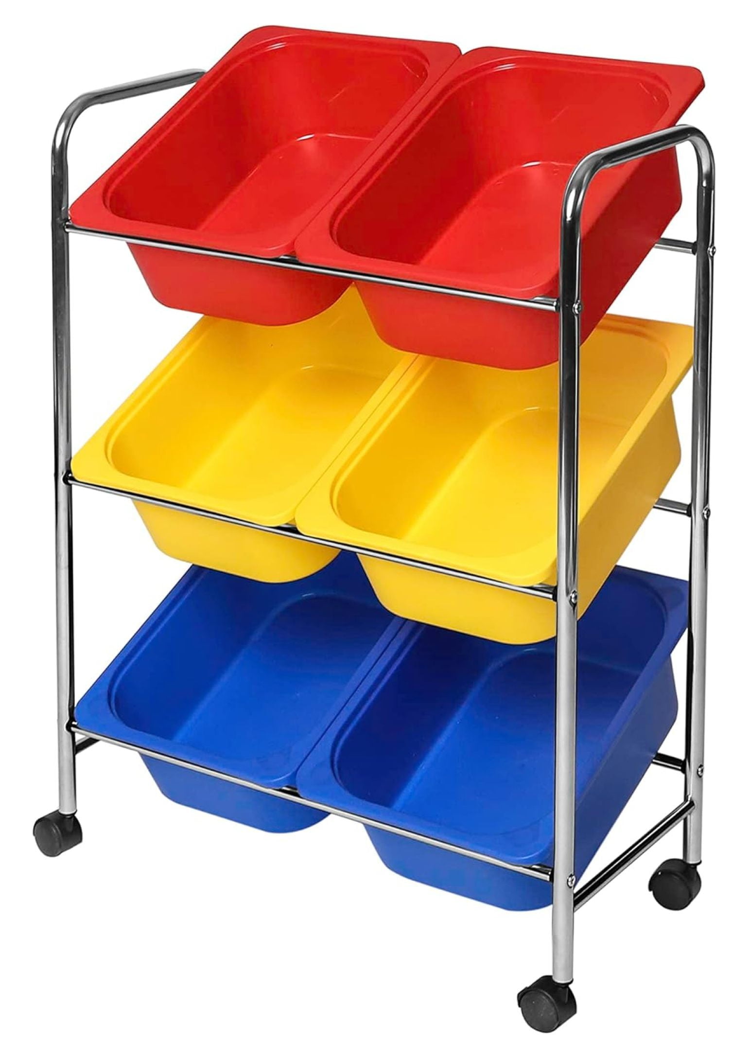 Multicolor 6-Bin Rolling Utility Organizer Storage Cart