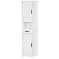 thumbnail image 1 of saney Slim Bathroom Storage Cabinet, Tall Bathroom Cabinet, Linen Tower with Open Shelf, Drawer, Recessed Doors, and Adjustable Shelves, White, 1 of 9