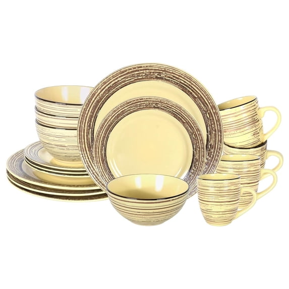 Stoneware Handcrafted Tree Effected Glaze Dinnerware Set (Bamboo, Service for 4-16pc Set)