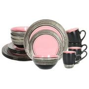 saney, Stoneware Handcrafted Tree Effected Glaze Dinnerware Set Rose, Service for 4-16pc Set
