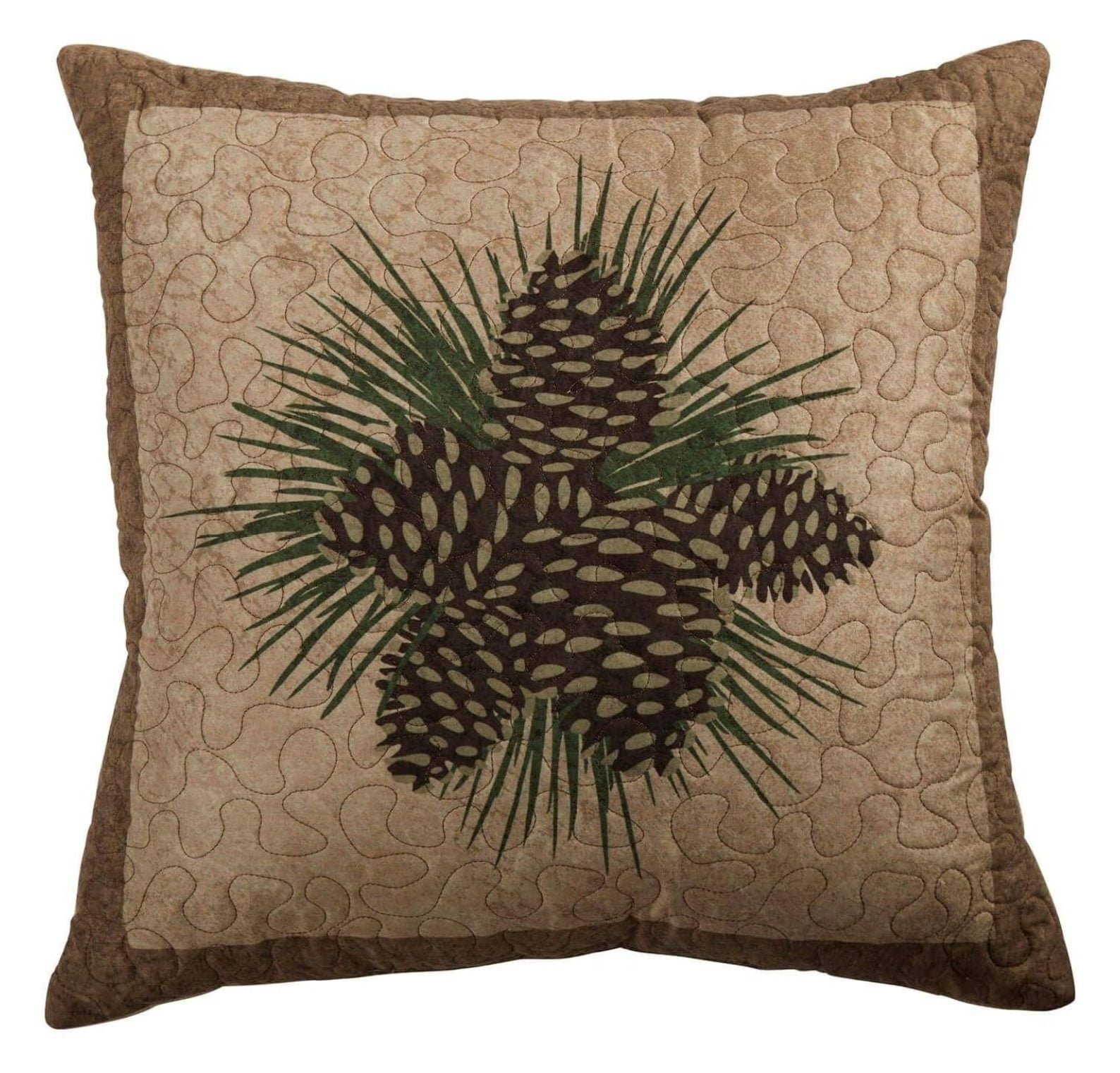 Medium Brown Quilted Pine Cone Decorative Throw Pillow