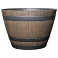thumbnail image 1 of saney Whiskey Plastic Resin Flower Pot Barrel Planter, Walnut Brown, 15", 1 of 5