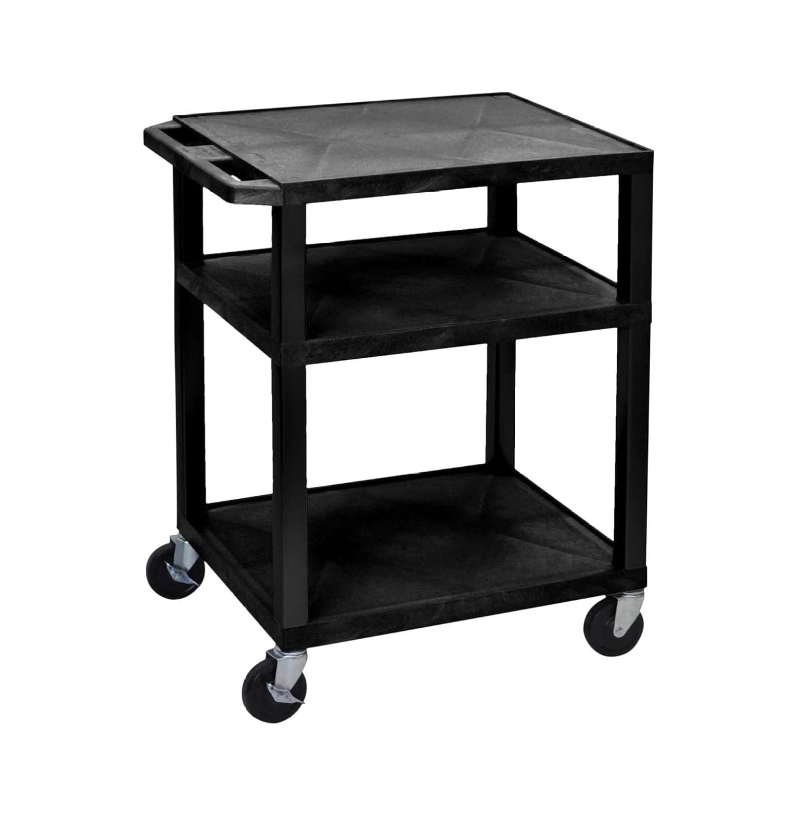 Black 3-Shelf Rolling Utility Cart with Electric Outlet