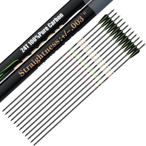 sanlida 12 PCs, 100% Pure Carbon, 0.003'' Straightness, Dragon 9 Flagship 24T Carbon Hunting Arrows for Compound Bow, Professional Standard Hunting Arrows with Removable Tips