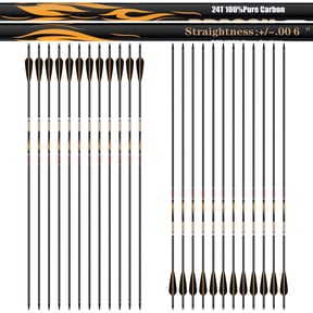 sanlida 24 PCs, 100% Pure Carbon Arrows, 0.006'' Straightness, Dragon 8 Flagship 24T Carbon Hunting Arrow for Compound Bow, Professional Standard Hunting Arrows with Removable Tips