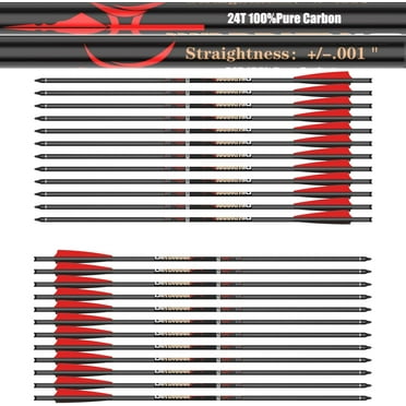 sanlida Archery Warpath 10, 24 PCS, 0.001" Straightness, 100% Pure Carbon Crossbow Bolts, Crossbow Hunting, Standard 22 Inches Crossbow Bolts with Removable Tips and Moon Nocks