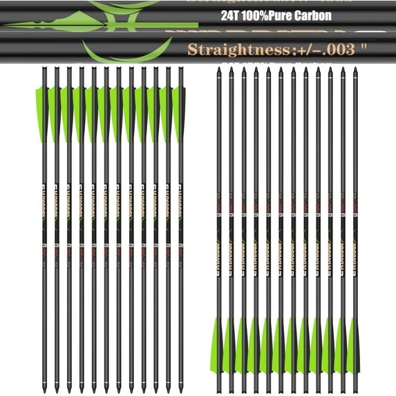 sanlida Archery Warpath 9, 24 PCS, 0.003" Straightness, 100% Pure Carbon Crossbow Bolts, Crossbow Hunting, Standard Crossbow Bolts with Removable Tips and Moon Nocks (22 Inch)