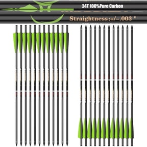 sanlida Archery Warpath 9, 24 PCS, 0.003" Straightness, 100% Pure Carbon Crossbow Bolts, Crossbow Hunting, Standard Inches Crossbow Bolts with Removable Tips and Moon Nocks (20 Inch)