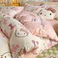 thumbnail image 1 of sanrio Hello Kitty Cartoon Pure Cotton Bed Set Four Piece Kawaii Princess Style Female Dormitory Sheet Quilt Set Three Piece, 1 of 10
