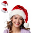 thumbnail image 1 of Behome 2 Pack Christmas Hat, Unisex Velvet Santa Hat for Adults, Thicken Fur Xmas Hat for New Year Festive Party, 1 of 6