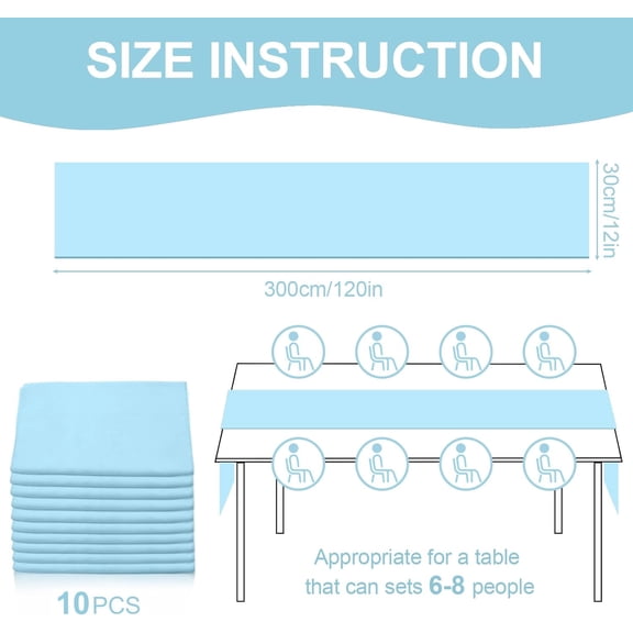 sasyxdc 10 Pack 10ft Baby Blue Chiffon Table Runners Wedding Table Runner Sheer Romantic Tulle Table Runner for Christmas Wedding Bridal Tea Party Baby Shower Birthday Party Table Decorat