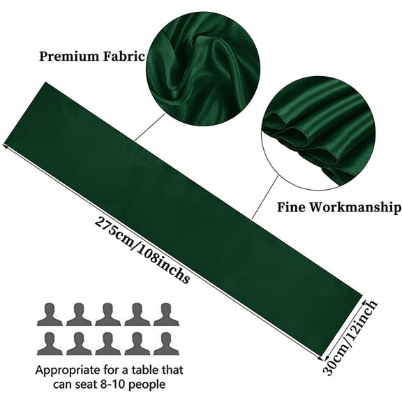 sasyxdc 10-Pack Ivory 12 x 108 inches Long Premium Satin Table Runner for Wedding Decorations for Birthday Parties Banquets Graduations Engagements Table Runners fit Rectange and Rou