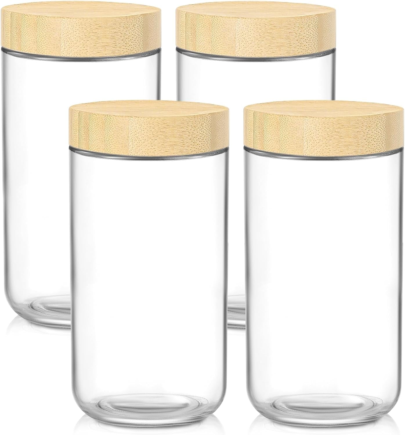 OMNISAFE 16oz Overnight Oats Glass Jars With Wooden Lids - 12 Pack Airtight Food Storage Containers For Salads, Yogurt, Snacks