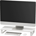 thumbnail image 1 of hltvuy 2-Tier Multi-Purpose PC Monitor Organizer Stand  Stackable Ergonomic Desktop and Countertop Riser for Computer Laptop TV Shoes Kitchen Pantry and Closet Organization  Black, 1 of 8