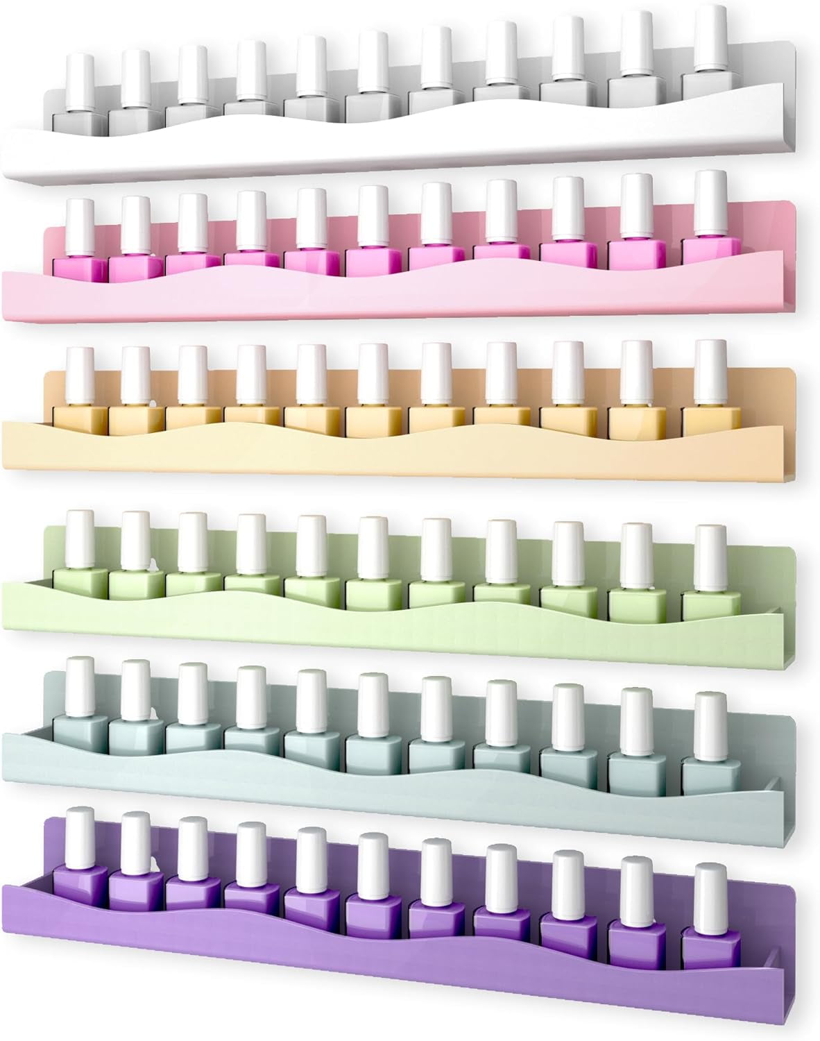 sasyxdc 6 Pack Nail Polish Wall Mounted Shelf 15 Inch Nail Polish ...