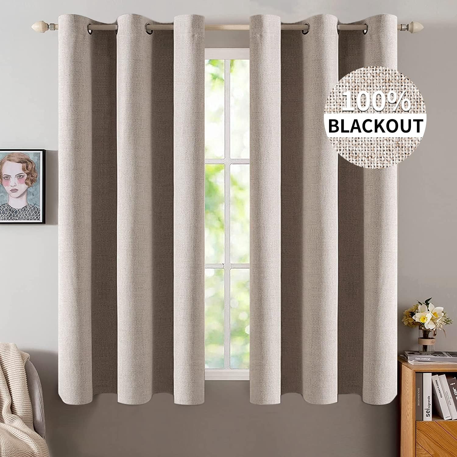 sasyxdc 90 Inches Textured Curtains for Bedroom 100% Blackout Thermal