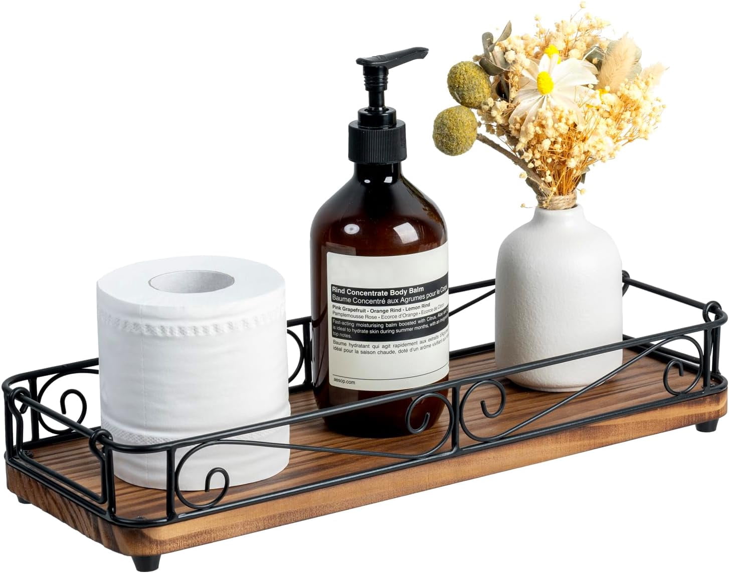 sasyxdc Bathroom Tray 15.7"x6"Wooden Vanity Tray for Perfume Makeup ...