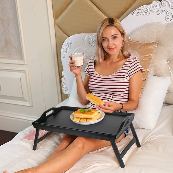 sasyxdc Bed Tray Table with Folding Legs Wooden Serving Breakfast in Bed or Use As a  Platter  TV Table Laptop Computer Tray Snack Tray Large Size huy
