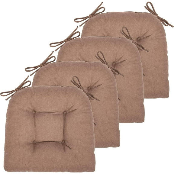 Chair Cushion, 4 Pack Chair Cushions for Dining Chairs, Chair Pads and Mat with Ties for Indoor Kitchen Seat and Desk (4 Count - 17 x 16 in, Coffee)