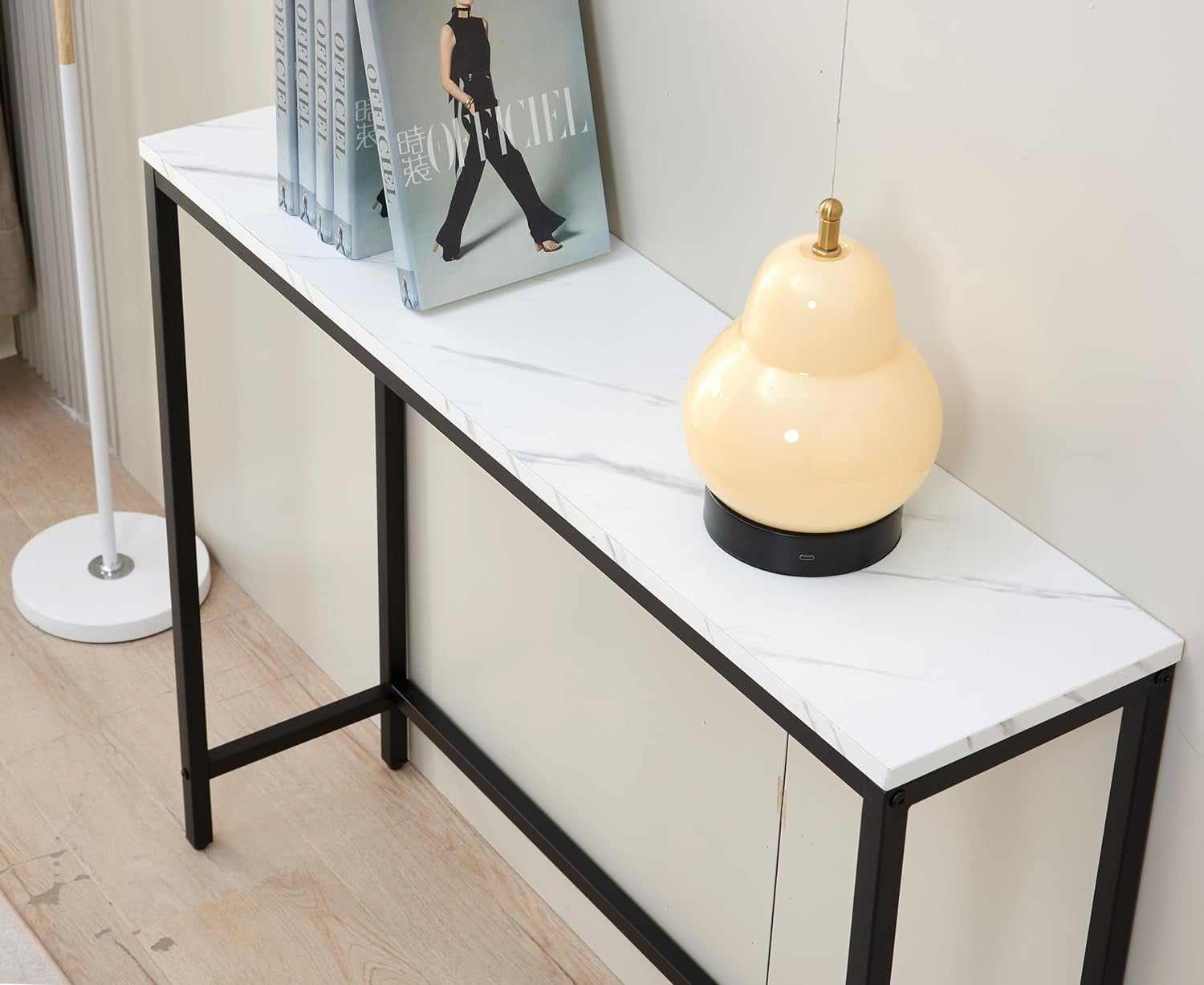 sasyxdc Console Table for Entryway Faux Marble MDF Sofa Table with ...