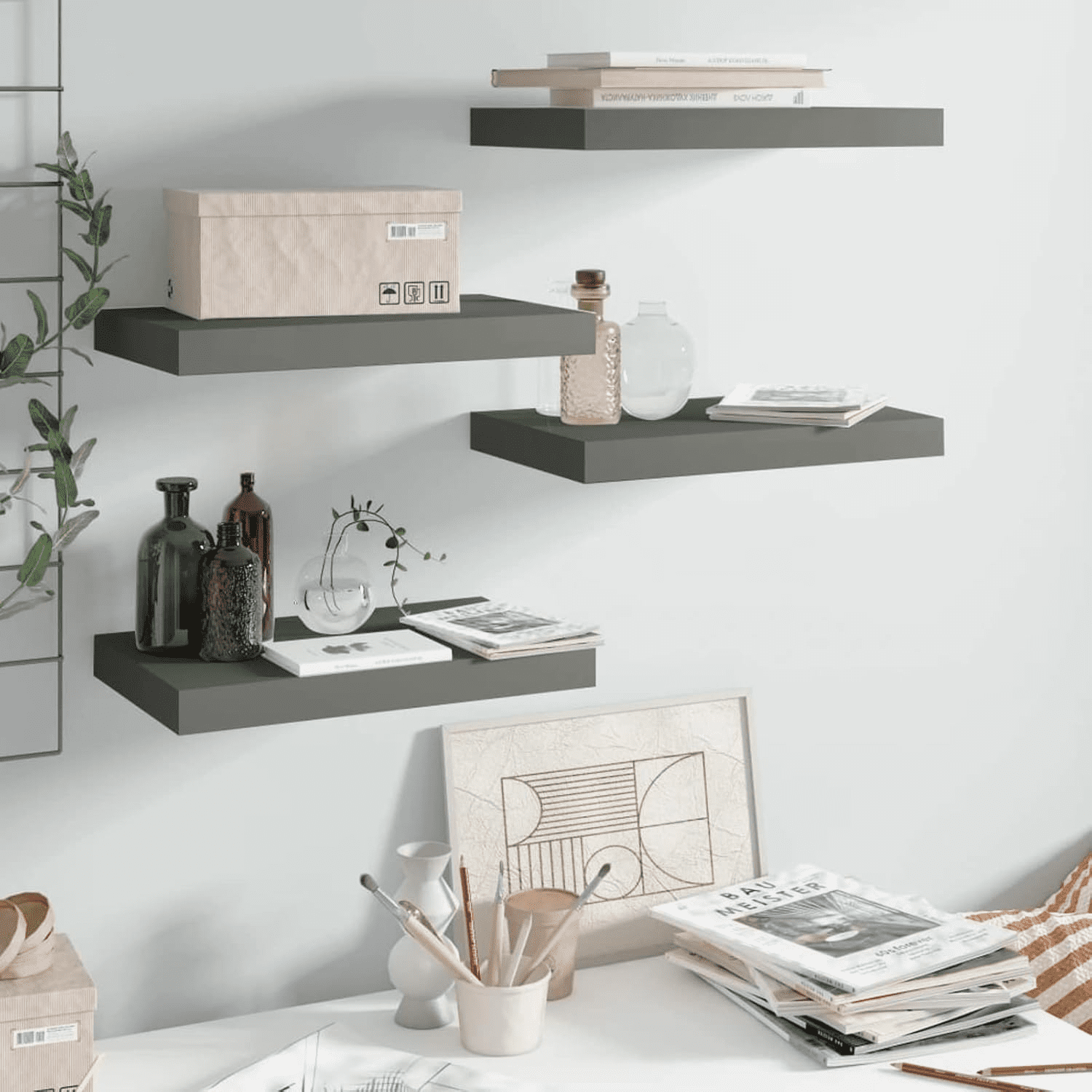 sasyxdc Floating Shelves MDF Wall Mounted Shelf Photo Display Stand