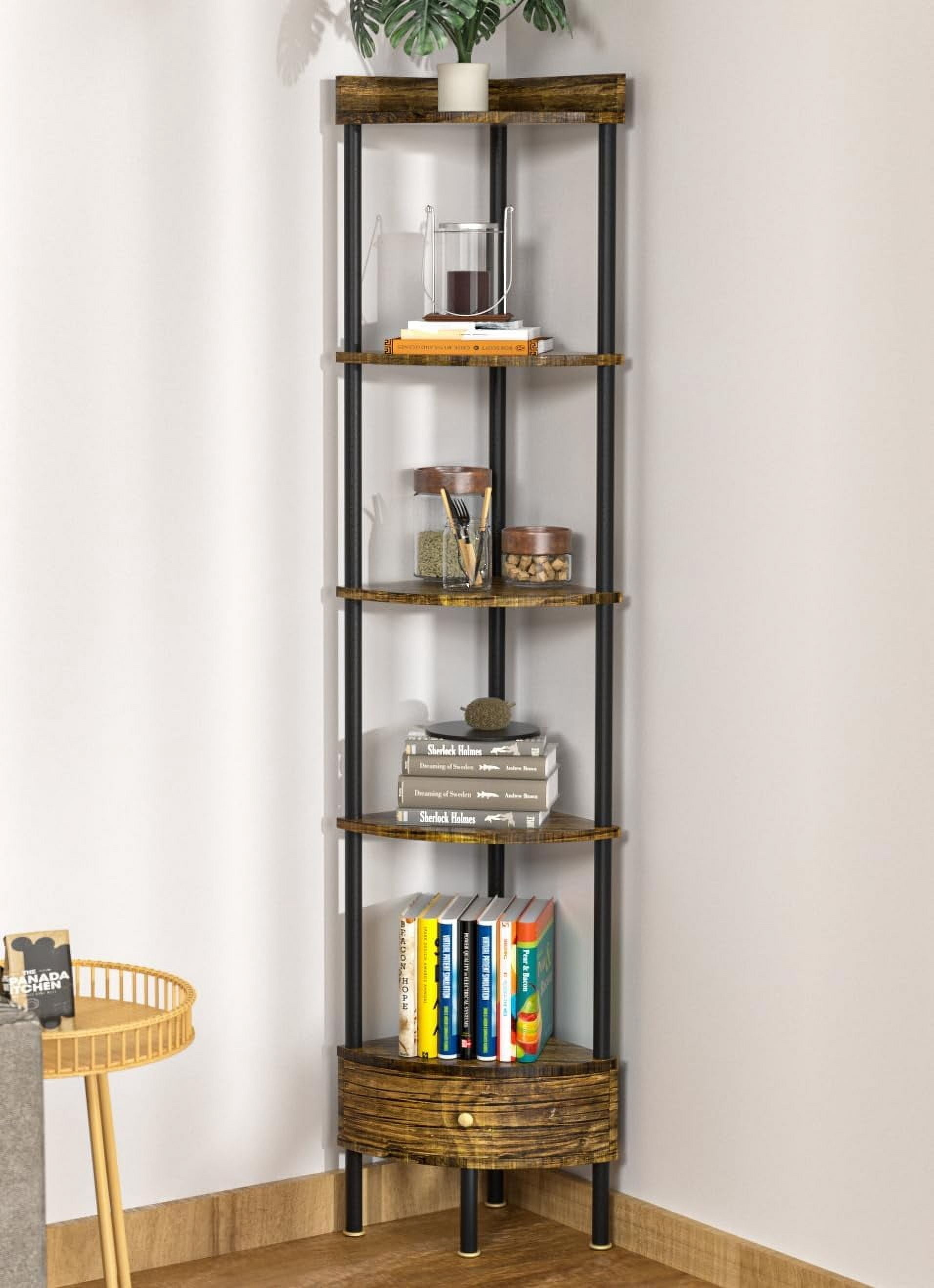 sasyxdc JKLCH LTKIF 5 Tier Corner Shelf with Drawer Storage 65