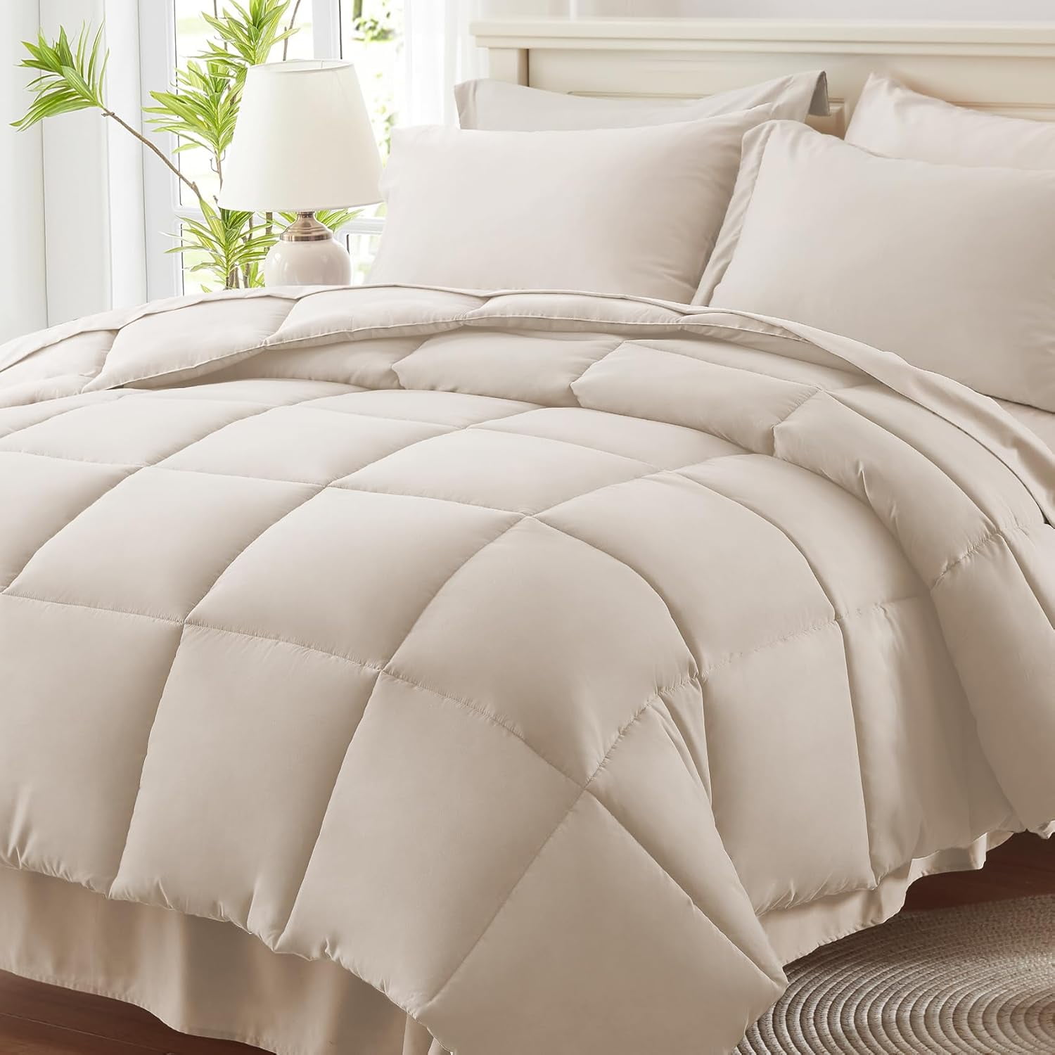 sasyxdc King Size Comforter Set 7 Pieces Black Bed in a Bag Bedding Set ...