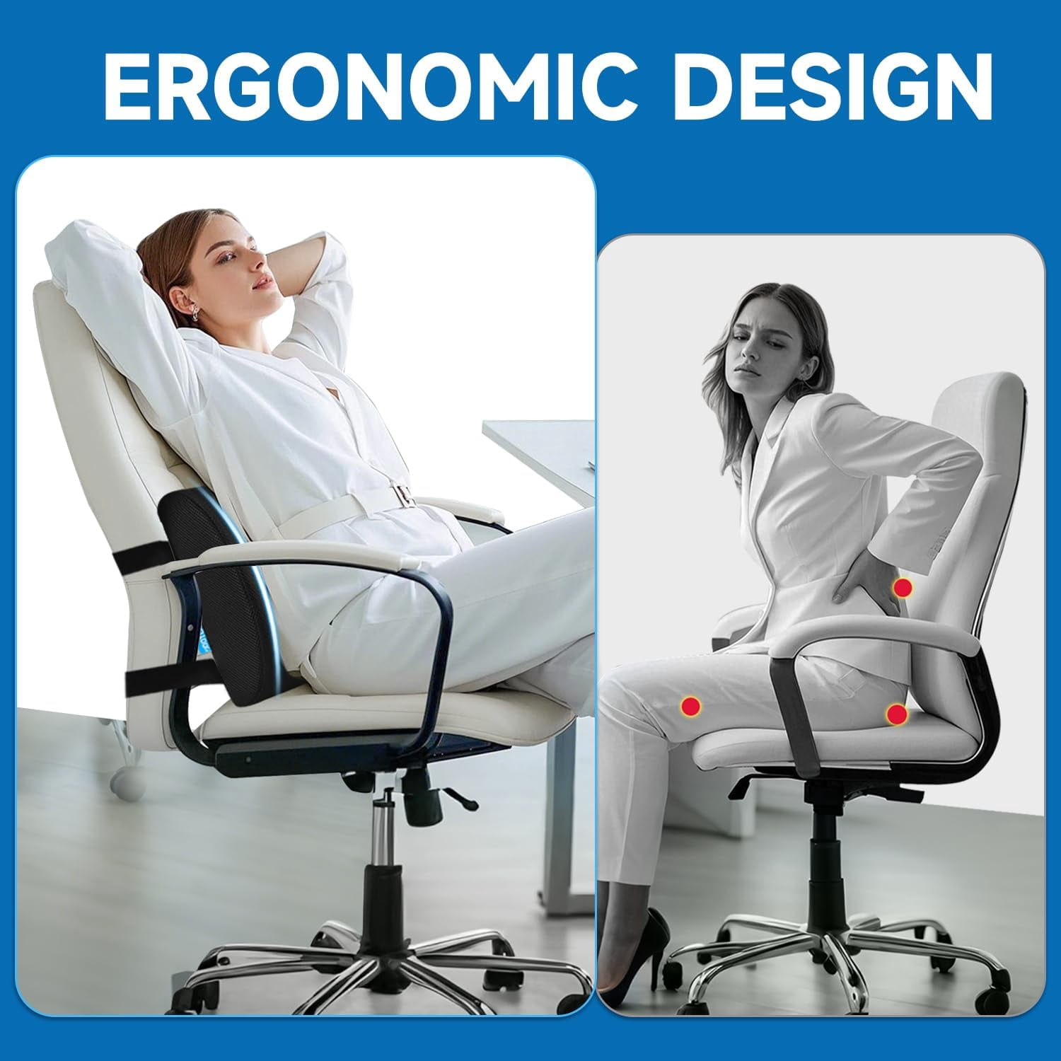 sasyxdc Lumbar Support Pillow and Seat Cushion for Office Chair huy ...