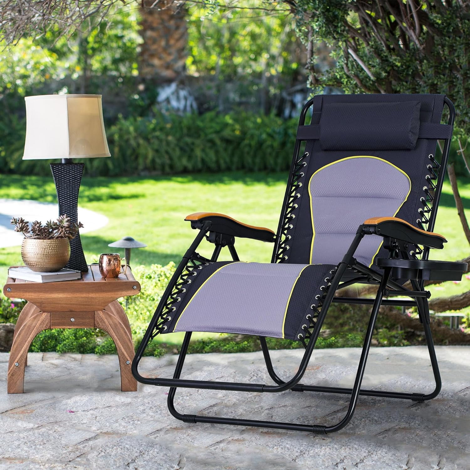 sasyxdc Oversize XL Padded Zero Gravity Lawn Chair Anti Gravity Lounge