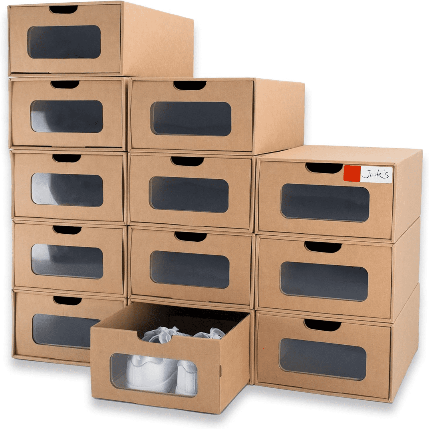 sasyxdc Shoe 12 Pack 13.2 x 8.3 x 5.1in Waterproof Storage Boxes Socks ...