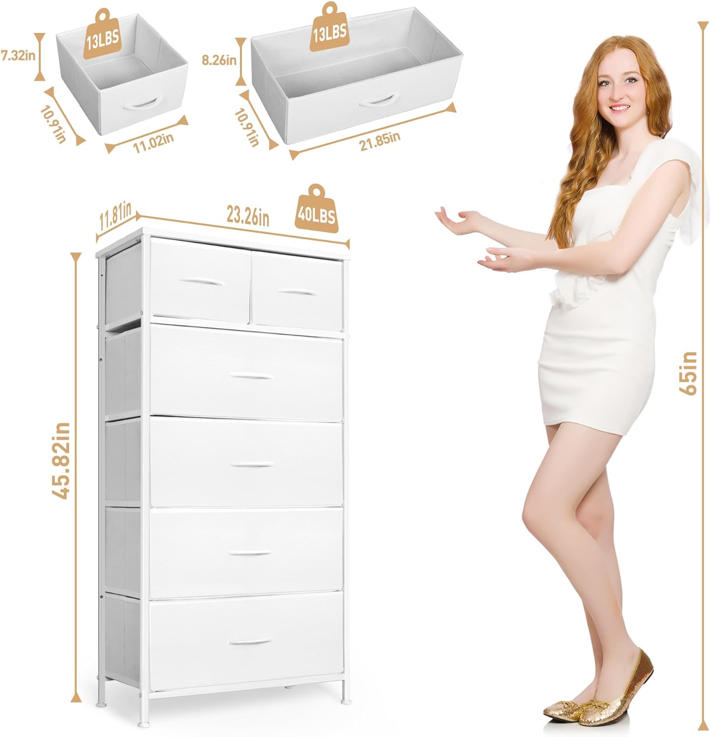 sasyxdc Tall Dresser for Bedroom Vertical Storage Organizer Tower with ...